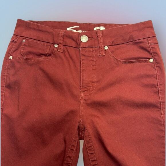 SEVEN7 Women’s 6 Brick Red TUMMYLESS HIGH RISE Skinny Jeans - Picture 1 of 5
